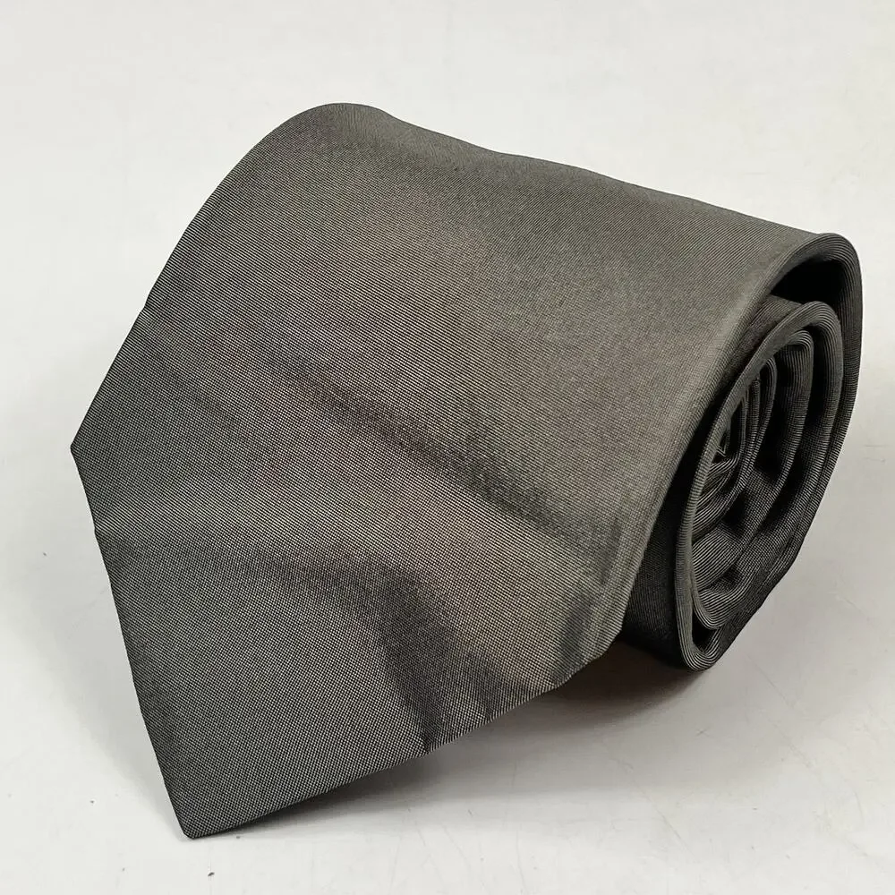 Ermenegildo Zegna Mens Tie Gray Solid 100% Silk Textured Italian Traditional Cut